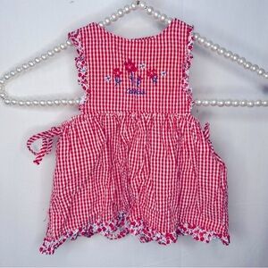 Vintage Oshkosh B’gosh Red Gingham Pinafore Dress Small Newborn 0-3mos